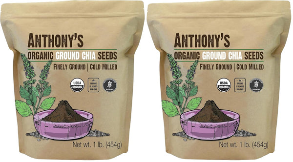 Anthony's Organic Ground Chia Seed, 1 lb, Finely Ground, Cold Milled, Gluten Free, Non GMO
