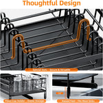 Adjustable dish drying rack for kitchen countertops, multifunctional with utensil and cup holder