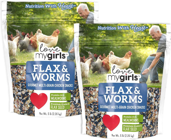 Love My Girls: Chicken Snacks - Fruit & Worms - 5lb Bag - Global Harvest, Gourmet Multi-Grain Treats, Corn-Free, Nutritious & Protein Rich Mealworms