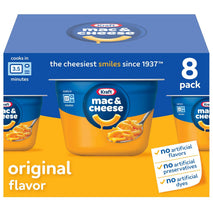 Kraft Original Mac & Cheese Cups, 8 count, 2.05 oz each, No Artificial Flavors, Microwave Ready