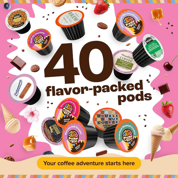 Crazy Cups Flavored Coffee Pods Variety Pack for Keurig K Cups Brewers