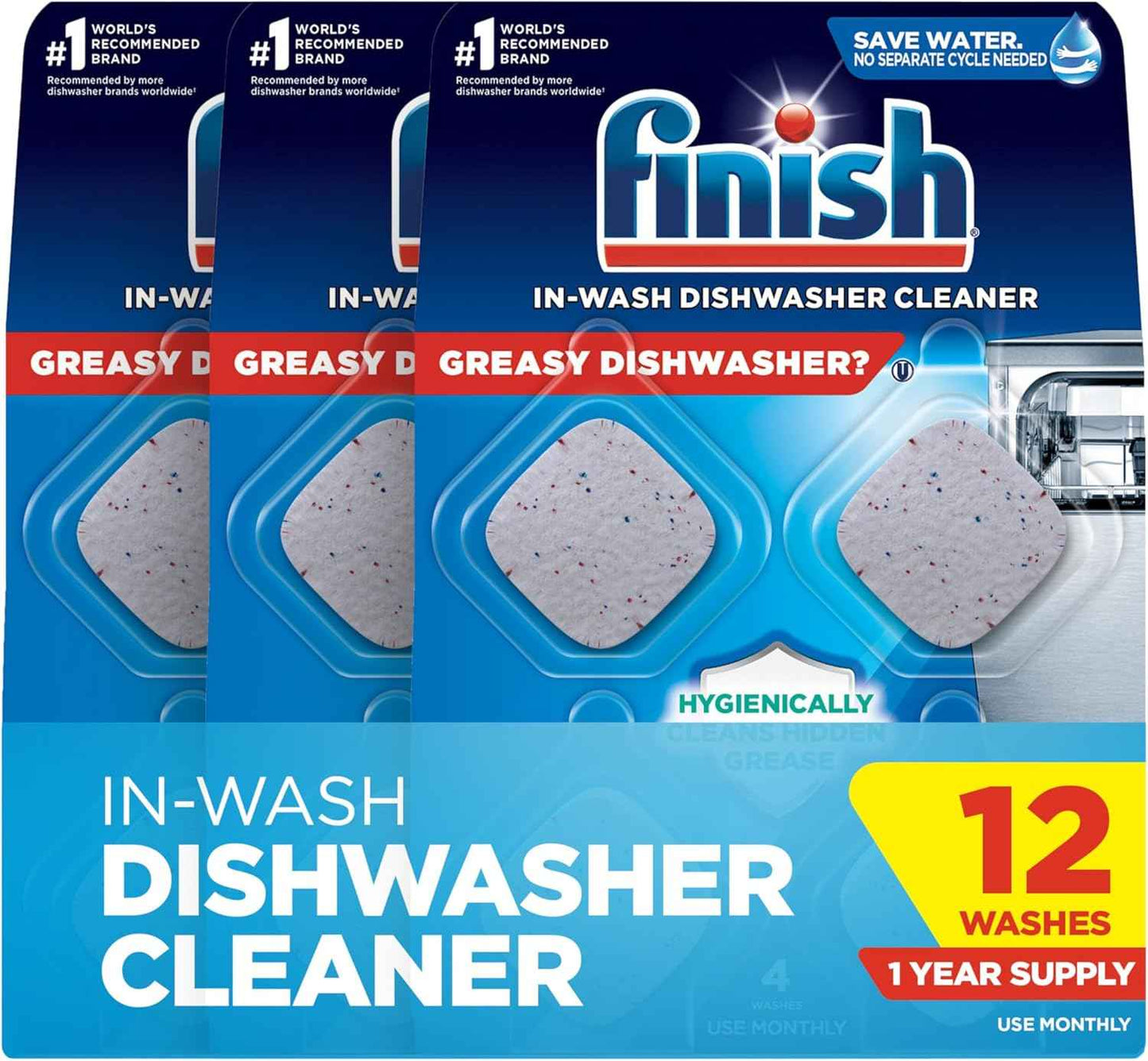 Finish Dishwasher Cleaner Liquid, Deep Cleans Hidden Grease & Limescale, Fights Odors & Maintains Performance, 3 Month Supply, 8.45oz, 1 Bottle