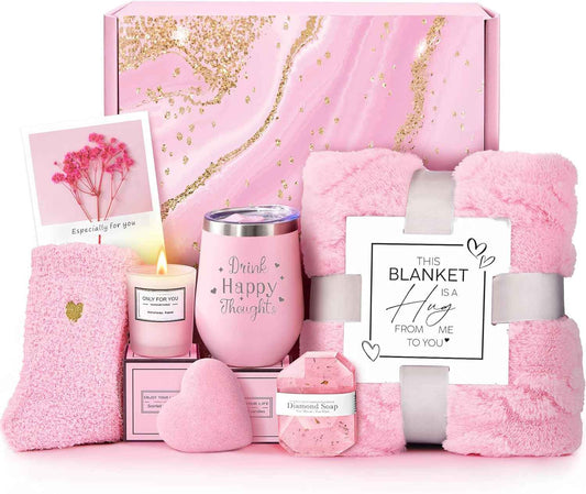 for Women, Self Care Get Well Soon Gifts, Luxury Rose Spa Bath Gift Basket - Unique Birthday Valentines Day for Mom Grandma Daughter Her Wife Girlfriend