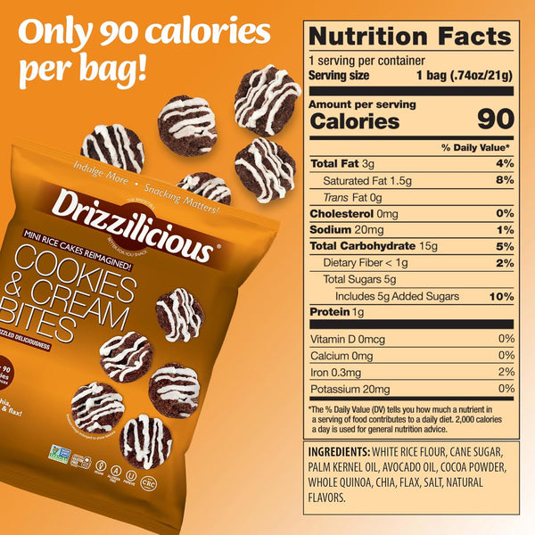 Drizzilicious Mini Rice Cakes Variety Pack, 12 Count, 0.74 oz Each