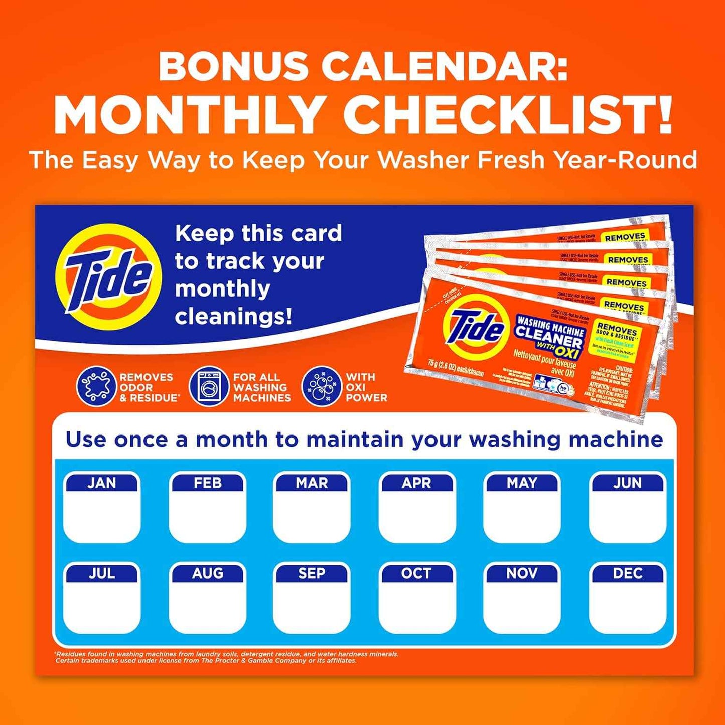 Washing Machine Cleaner by Tide, Washer Machine Cleaner with Oxi for Front and Top Loader Washer Machines, Deep Cleaning Residue & Odor Eliminator, 7 Month Supply