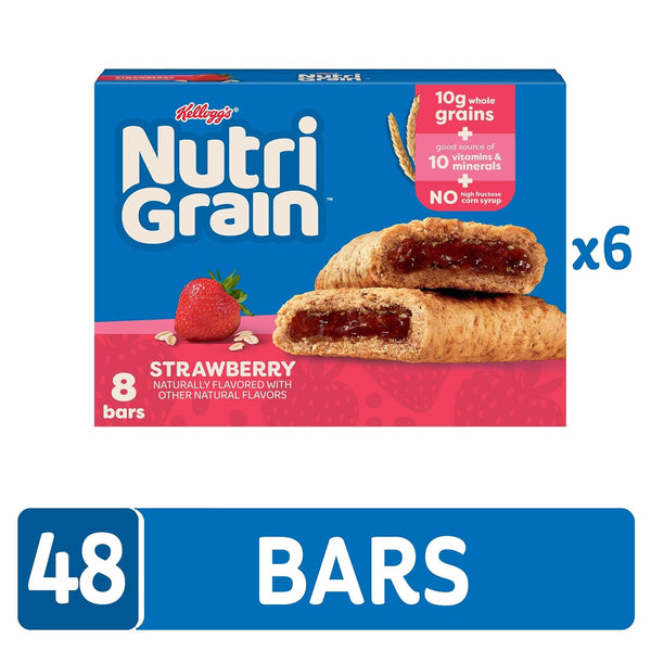Nutri-Grain Soft Baked Breakfast Bars, 48 Count, 6 Boxes, Strawberry Flavor