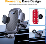 Phone holder for car dashboard, windshield, or vent with strong suction and adjustable arm