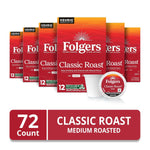Folgers Classic Roast, 12-Count Medium Roast Coffee K-Cup Pods, 6-Pack