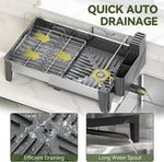 Stainless Steel Expandable Dish Drying Rack with Aluminum Frame