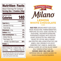 Pepperidge Farm Milano white chocolate lemon flavored cookies, 7 oz bag, classic and sweet