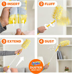 Swiffer Duster Kit with 3 ft Extendable Handle, Dusters for Cleaning, Set Includes 1 Extension Pole and 12 Heavy Duty Dusting Refills Dust Cleaner, Long Extended Wand for Ceiling Fans and Walls