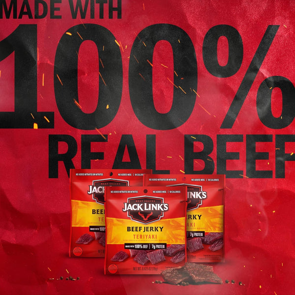 Jack Link's Teriyaki Beef Jerky Half Pounder 8 oz Large Jerky Bag Real Meat Protein Snacks
