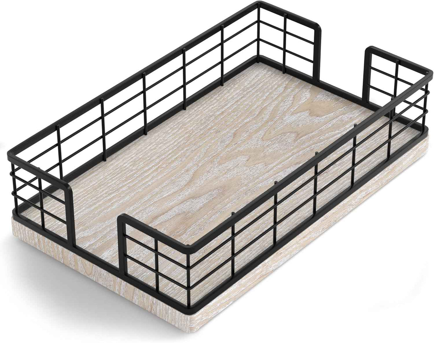 Wican Napkin Holder for Table, Bamboo Iron Standing Napkin Dispenser for Kitchen Dining Farmhouse Cocktail Picnic Bar Rustic Wood Holders for Paper Mail Bills Suitable for All Dining Room Decors Black