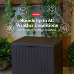 Keter City 30 Gallon Resin Outdoor Storage Box and Patio Furniture Side Table