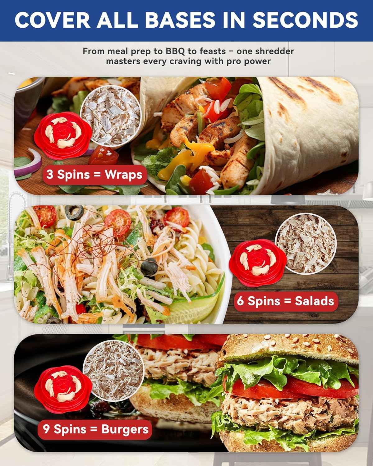 Chicken Shredder Tool Twist for Kitchen, Manual Chicken Breast Grinder Machine for Ground Food, Meat & Vegetables, Elegant Red