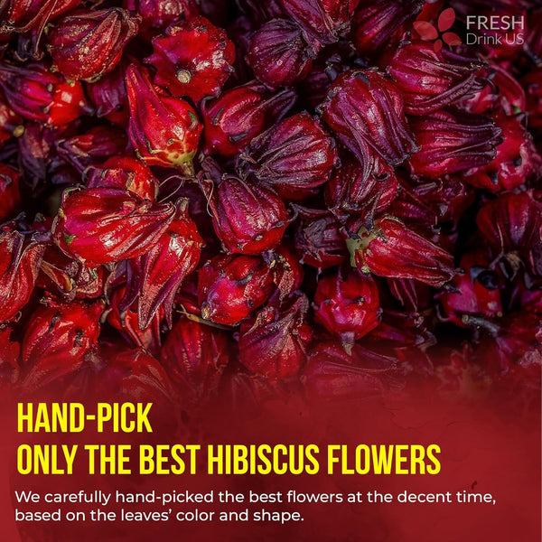 100% Natural Hibiscus Flowers Tea Bags, Loose Flower Herbal Tea, No Sugar, No Caffeine, No Gluten, Vegan