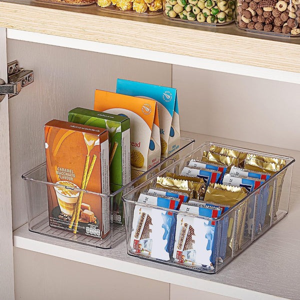 Clear Plastic Food Storage Organizer Bins for Pantry and Kitchen
