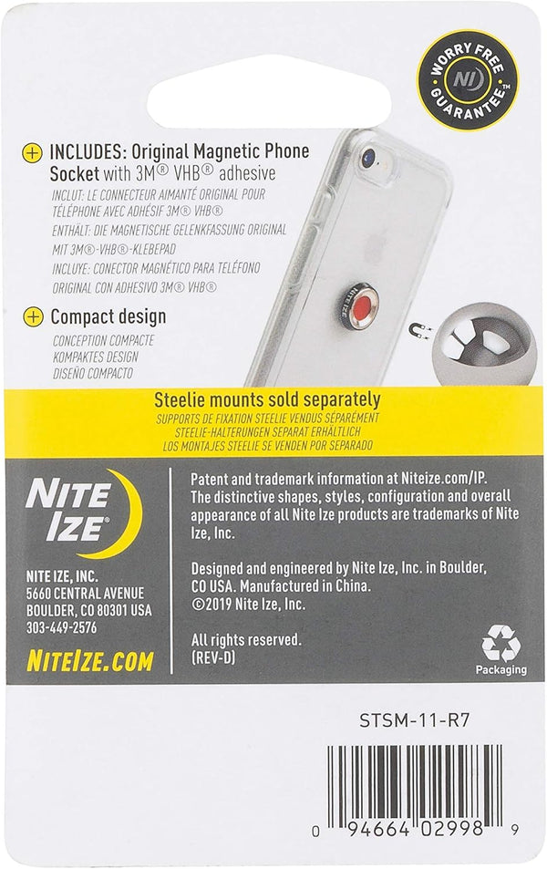 Nite Ize Steelie Magnetic Phone Socket - Strong Dashboard Mount Phone Socket for a Secure Hold - Smooth Glide - Adjustable Viewing - Works with Steelie Mounts