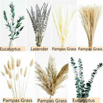 Green Pampas Grass Boho Bouquet – Exquisite Lavender and Eucalyptus Dried Flower Arrangements for Western Boho Decor – Rustic Flowers for Your Bohemian Home, Bedroom, and Wedding Table Décor