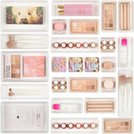 Vtopmart Office Desk Drawer Organizers Set, 25 PCS Plastic Trays, Storage Bins for Desk Accessories and Bathroom