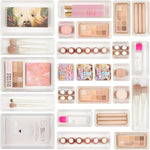 Clear Plastic Drawer Organizer Set for Bathroom Vanity and Kitchen