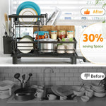 Compact 2 Tier Dish Drying Rack for Kitchen Counter