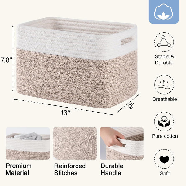 4 pack storage baskets for organizing, woven baskets for shelves, durable gift basket bins toy storage