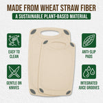 2-Piece Reversible Cutting Board Set Made with Natural Wheat Straw Fiber