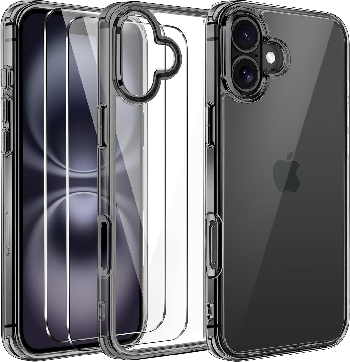 ivoler 3-in-1 Clear Case Designed for iPhone 17 Pro Max 6.9'' 2025 with 2 Pack Tempered Glass Screen Protector Full Camera Protection, Military Shockproof Hard Back Slim for 17 Pro Max Cover - Clear
