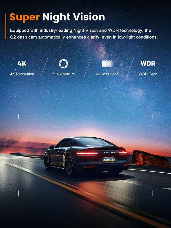 Galphi-Q2 4K Mini Dash Cam with 5G WiFi, 64GB Card, Night Vision and Loop Recording Support