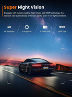 Galphi-Q2 4K Mini Dash Cam with 5G WiFi, 64GB Card, Super Night Vision, Loop Recording, and G-Sensor for Cars