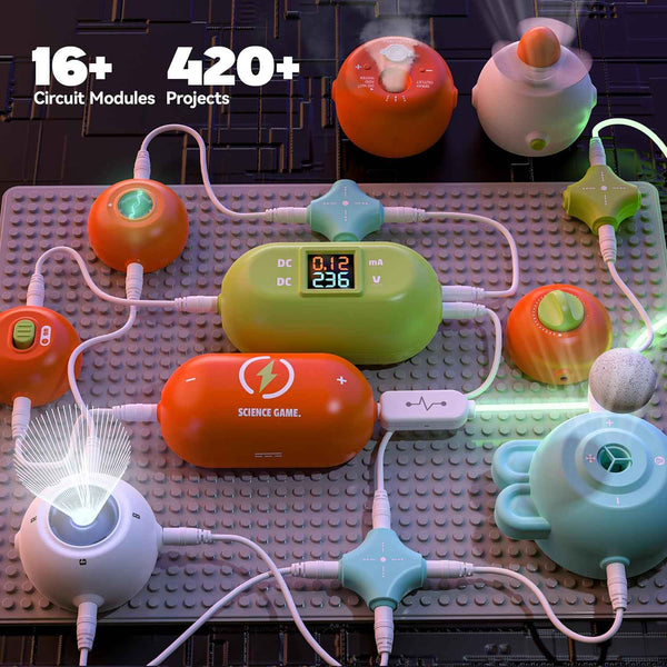 Science kits for kids, electronics exploration, 35 circuit parts, STEM educational toy gifts for ages 3-12
