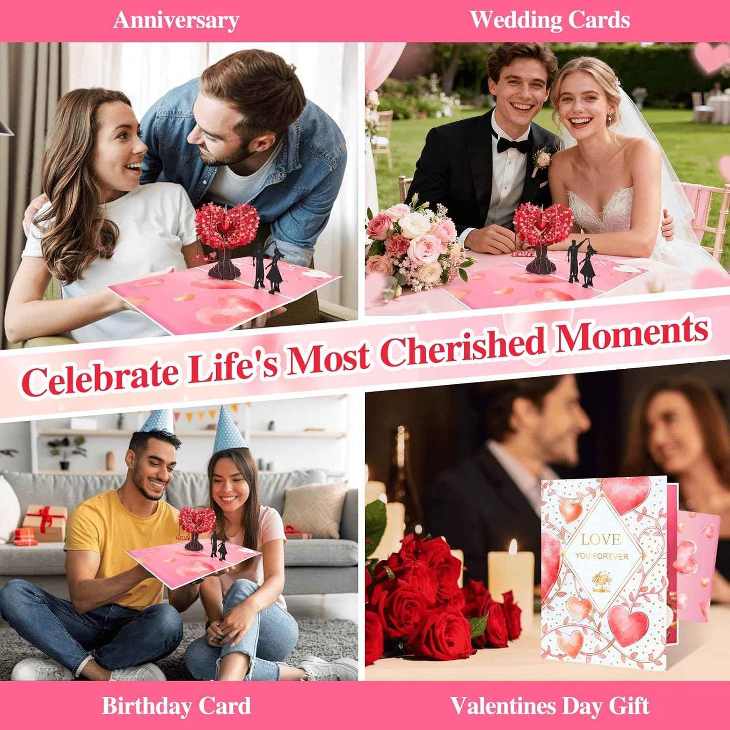 3D Pop Up Anniversary Card, I Still Do Love Tree Hearts Couple Wedding Card for Her, Wife, Husband, Him, Girlfriend, Romantic Love Letter Gift for Wedding, Anniversary, Valentines, Birthday