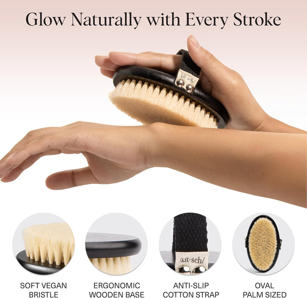 Kitsch Soft Bristle Dry Brushing Body Brush for Lymphatic Drainage and Skin Exfoliation