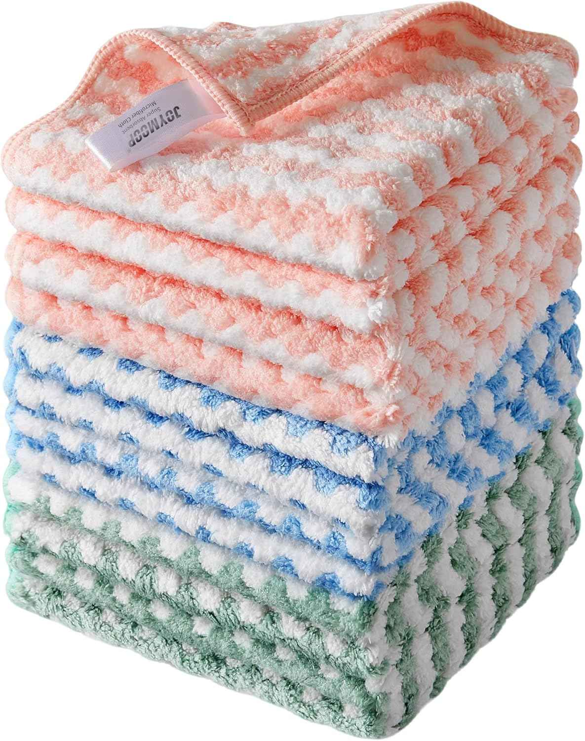 JOYMOOP 18 Pack Microfiber Cleaning Cloth, Kitchen Towels for Dish Drying Washing, Absorbent Streak Free Lint Free Rags for Cleaning, Reusable and Washable Towels - 10" x 10"