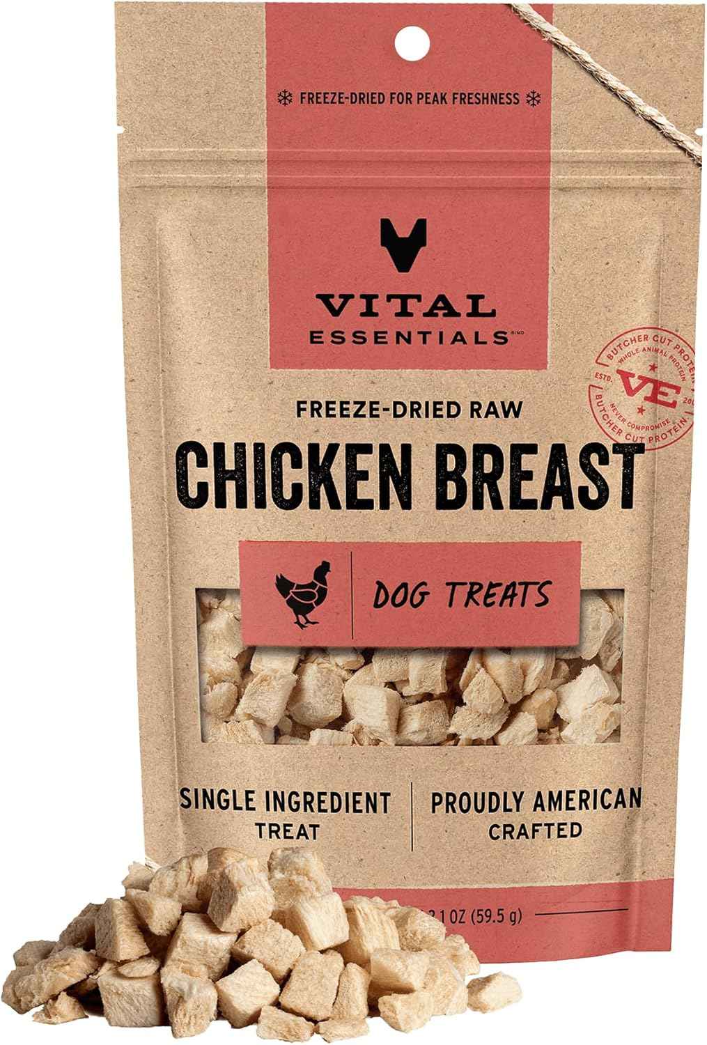 Vital Essentials Single Ingredient Beef Liver Dog Treats, 2.1 oz | Freeze-Dried Raw | Premium Quality High Protein Training Treats | Grain Free, Gluten Free, Filler Free