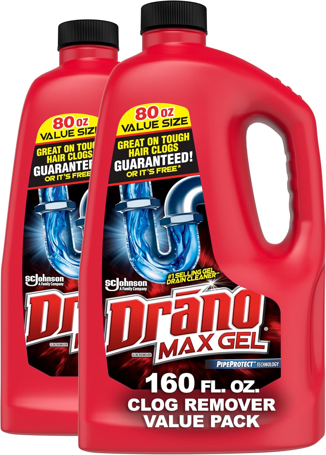 Drano Max Gel Drain Clog Remover and Cleaner for Shower or Sink Drains, Unclogs and Removes Hair, Soap Scum, Blockages, 32 oz