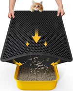 Cat Litter Mat - 23.2'' x 14.6'' Small Litter Trapping Mat, Easy to Clean Litter Box Mat, Waterproof, Urine-Proof, Non-Slip Kitty Litter Mats for Floor, Grey