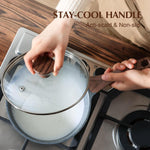 Small Nonstick Saucepan with Lid, Swiss Granite Coating, Stay-cool Handle, Multipurpose Handy Sauce Pot