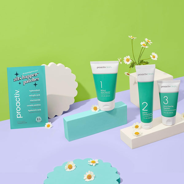 proactiv clean 3-step acne routine kit with sulfur cleanser, azelaic serum, and sensitive skin moisturizer for 30-day acne treatment