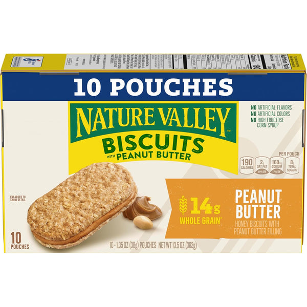 Nature Valley Peanut Butter Biscuit Sandwiches, 10 Bars, 13.5 oz