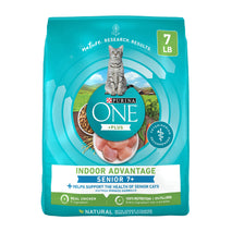 Purina ONE High Protein, Natural Senior Dry Cat Food, Indoor Advantage Senior+, 7 Lb Bag, Real Chicken First Ingredient