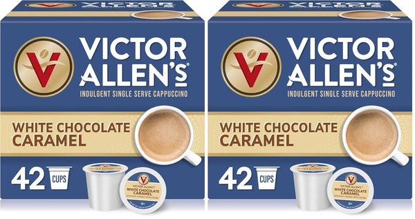 Victor Allen's Coffee Sweet and Salty Caramel Flavored Cappuccino Mix, 42 Count, Single Serve K-Cup Pods for Keurig K-Cup Brewers
