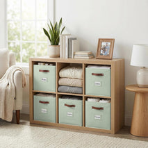 DECOMOMO Storage Bins, Sage Green, 6-Piece Set, 10.5" x 11"