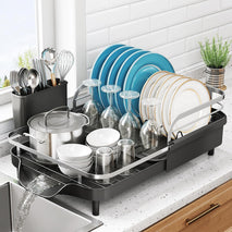 Expandable Stainless Steel Dish Drying Rack for Kitchen Counter