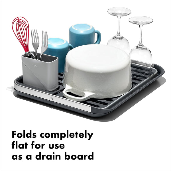 OXO Good Grips Aluminum Fold Flat Dish Drying Rack for Kitchen Counter