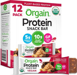 Orgain Organic Vegan Protein Bars, Chocolate Brownie, 10g Plant Based Protein, 12 Count