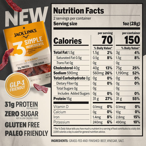 Jack Link's Air Dried Steak Slices Multipack with 3 Simple Ingredients