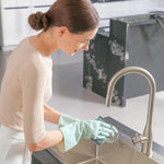 COOLJOB 3 Pairs Colorful Household Gloves with Cotton Liner & Non-slip Grip, Water Resistant Reusable Dish Washing Rubber Gloves for Kitchen & Bathroom Cleaning, Medium