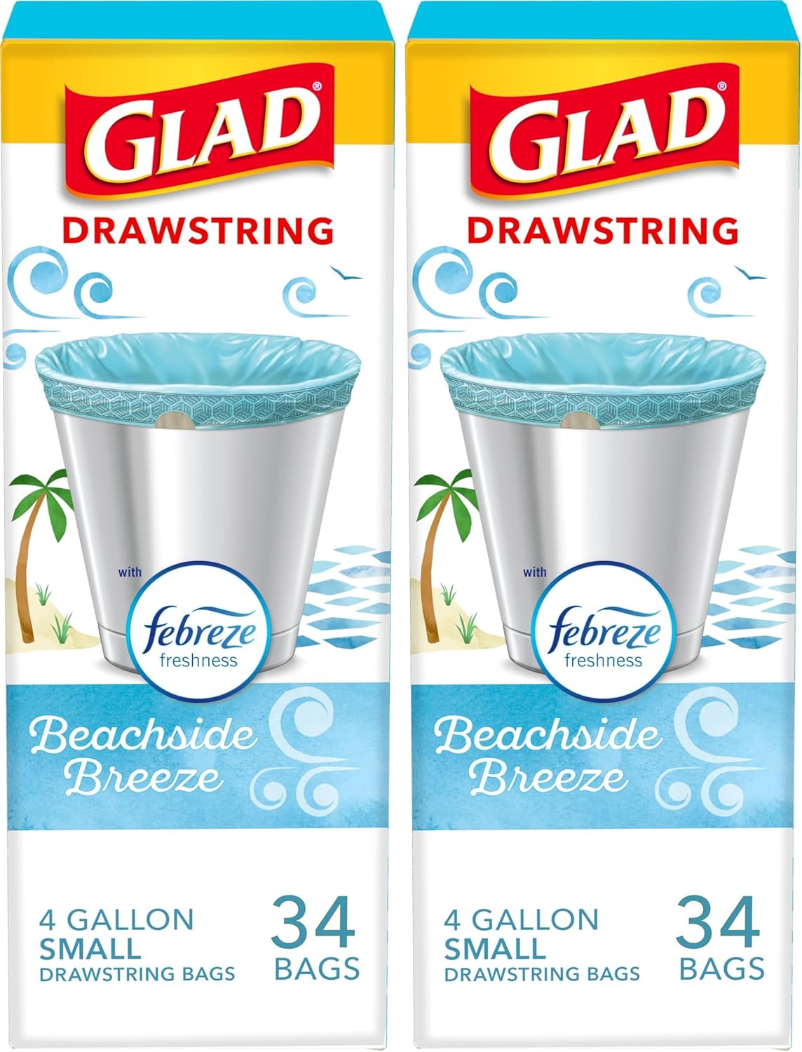 Glad Small Trash Bags 4 Gallon, Febreze Sweet Citron & Lime Garbage Bags, Odor Resistant with Drawstring, 80 Count